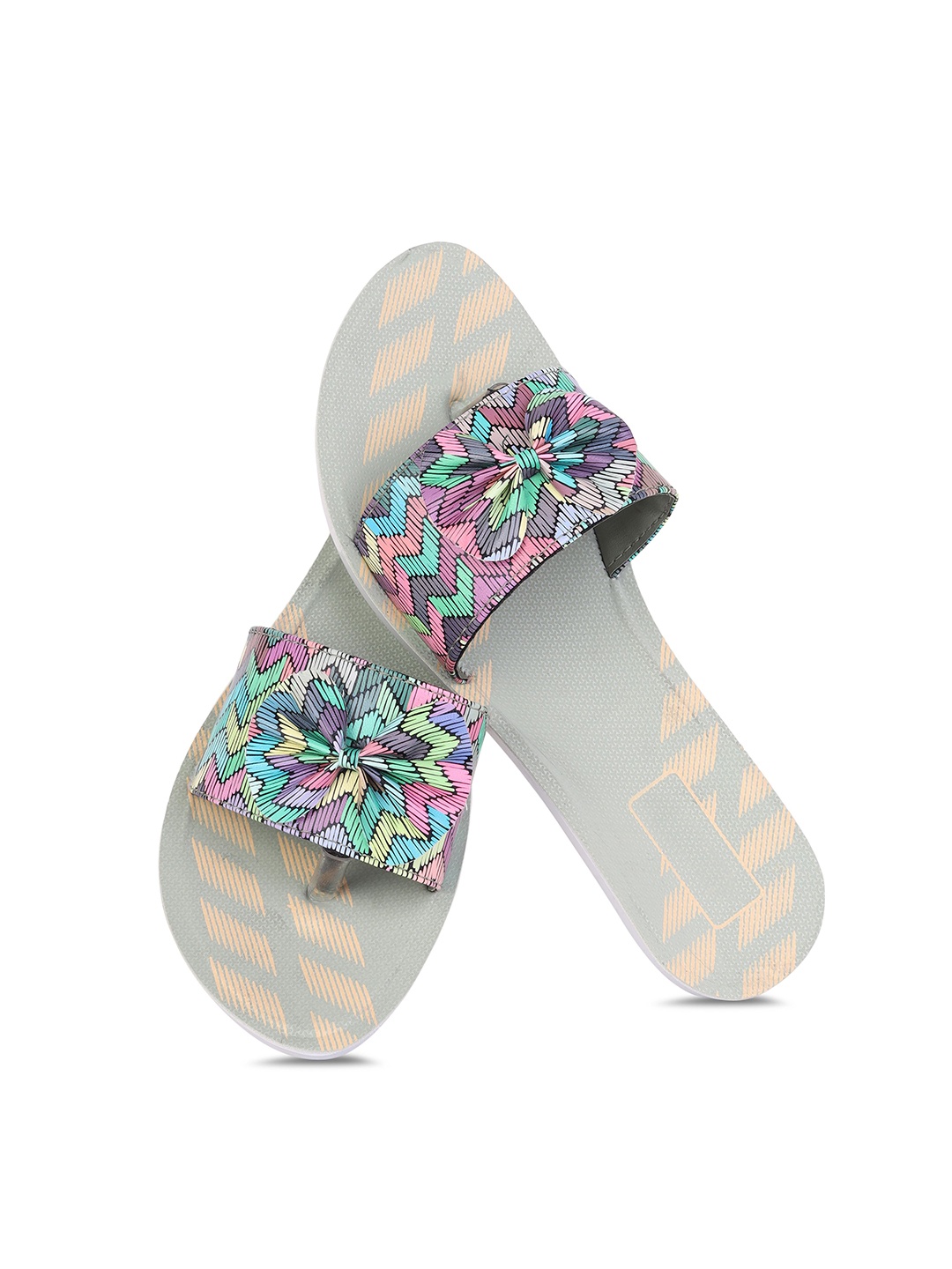 

PENNEN Women Printed Open Toe Flats, Grey