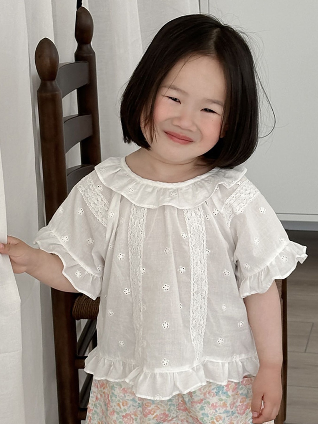 

LULU & SKY Kimono Sleeve Cotton Top, White