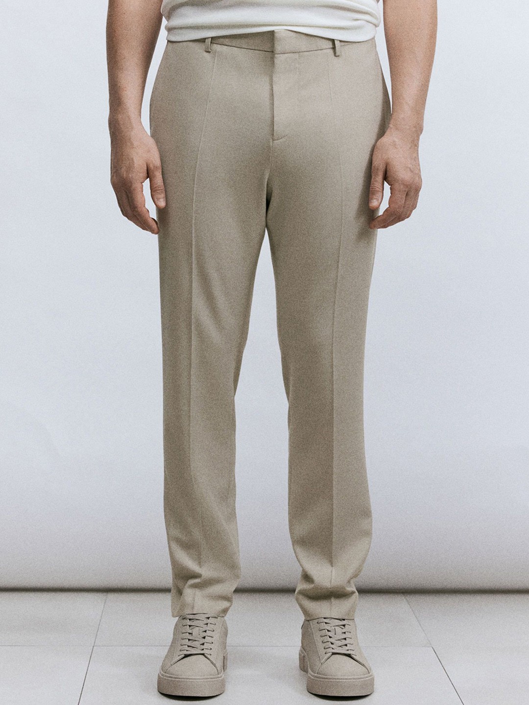 

H&M Slim Fit Suit Trousers, Beige