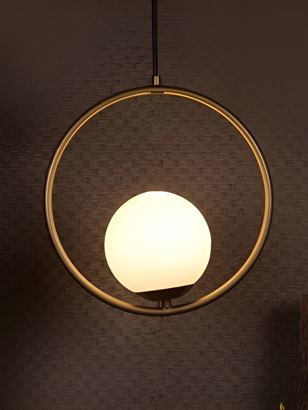 

GAUVIK Gold-Toned & White Glass Ceiling Lamp