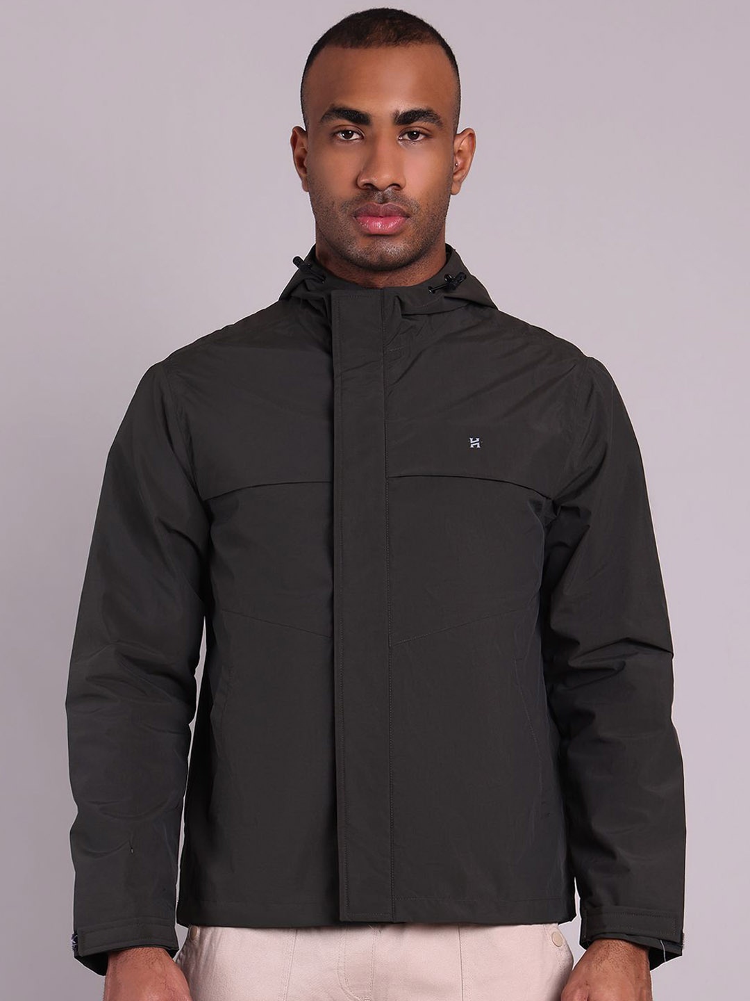 

HOUSE OF VEDAS Waterproof Hooded Rain Jacket, Olive