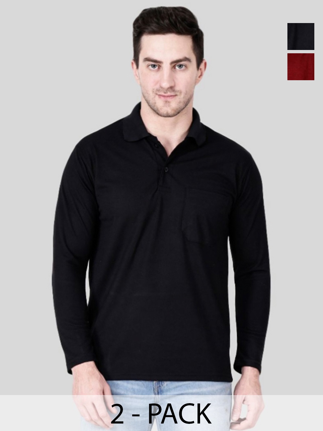 

SAIKSA FASHION Men 2 Polo Collar Pockets T-shirt, Multi