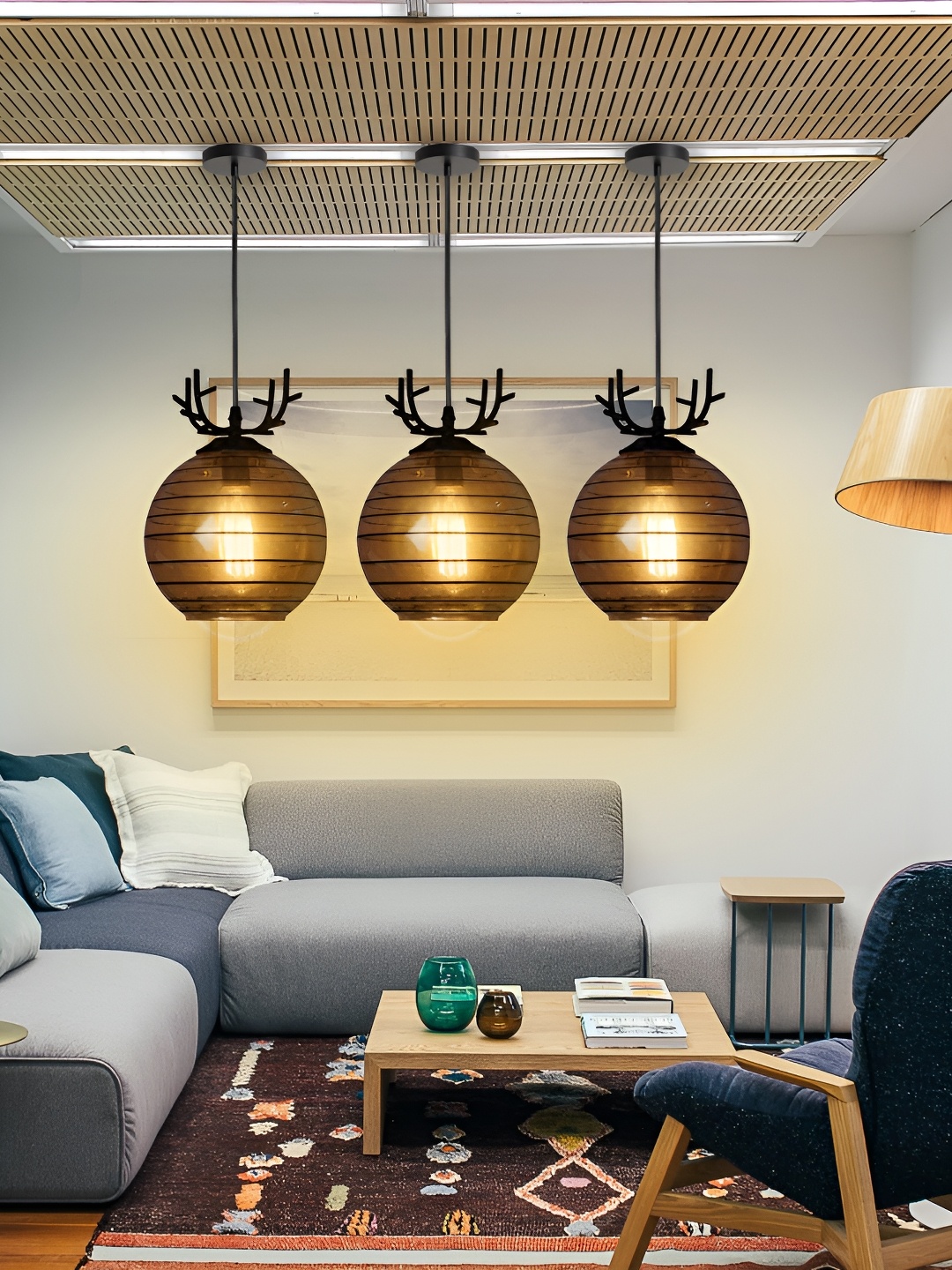 

GAUVIK Black Glass Ceiling Lamp