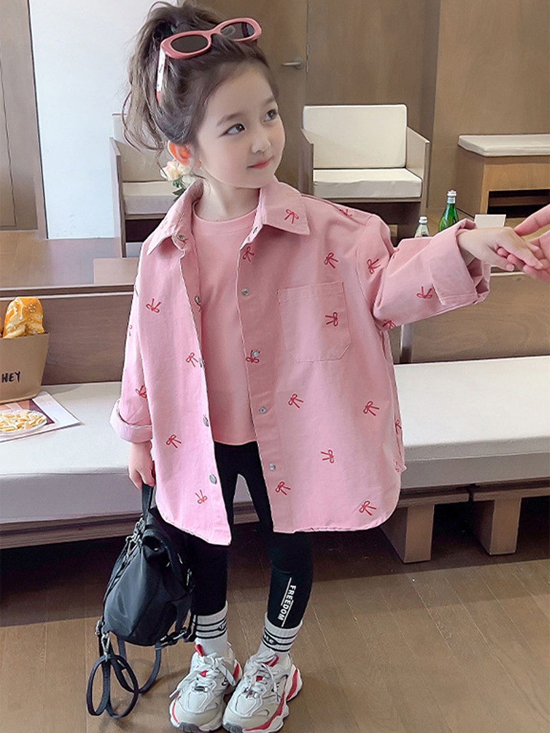 

LULU & SKY Girls Opaque Casual Shirt, Pink