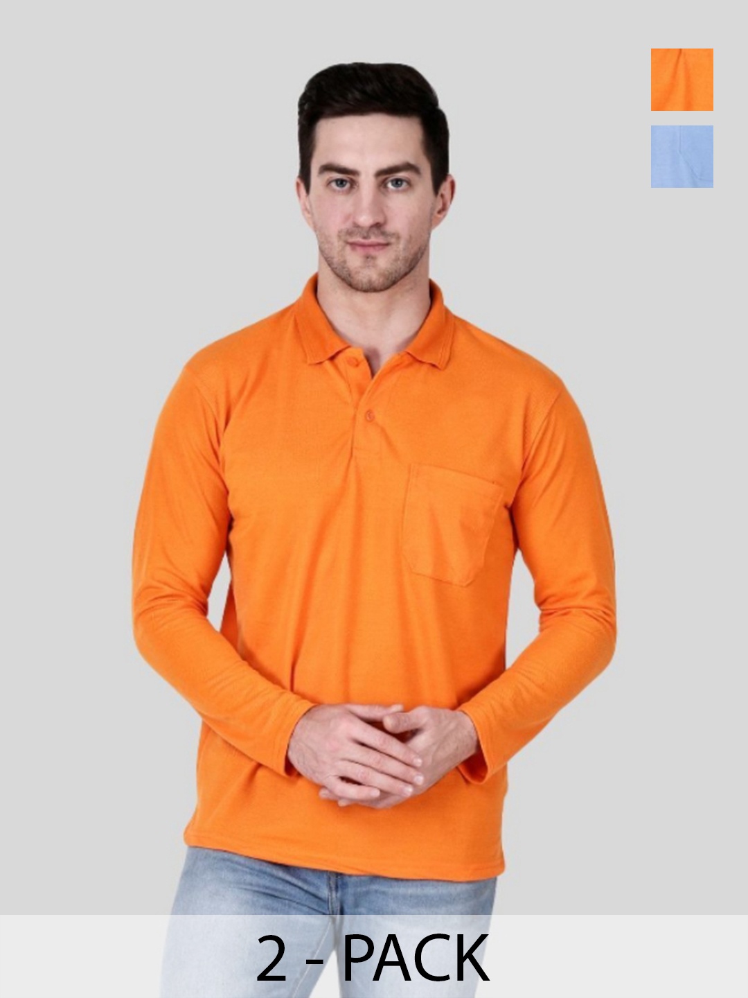 

SAIKSA FASHION Men 2 Polo Collar Pockets T-shirt, Multi