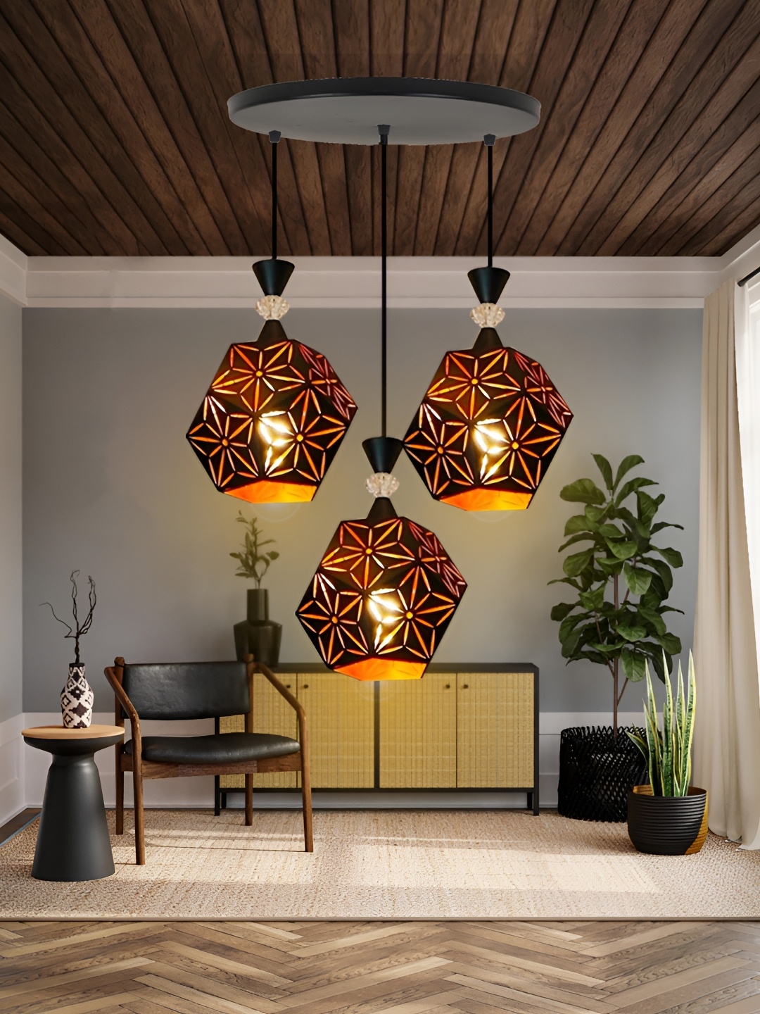 

GAUVIK Black Printed Traditional Ceiling Lamp