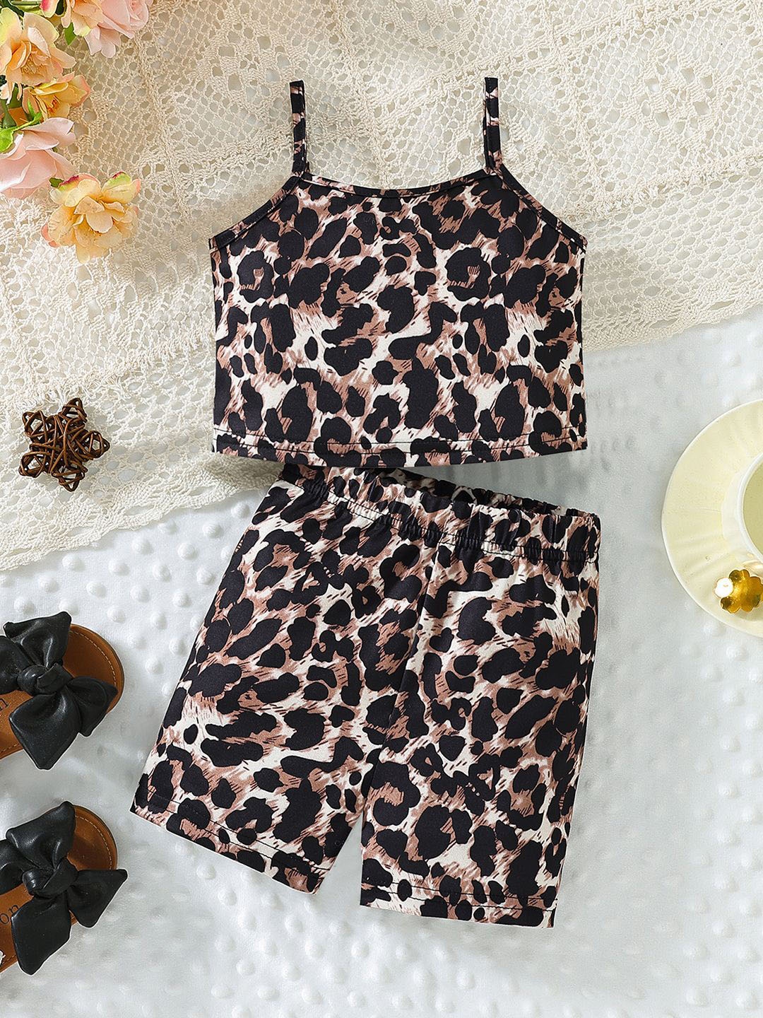 

YK Girls Printed Top with Shorts, Black