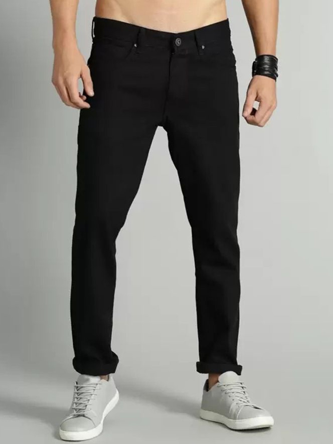 

COMFITS Men Classic Slash Knee Stretchable Jeans, Black
