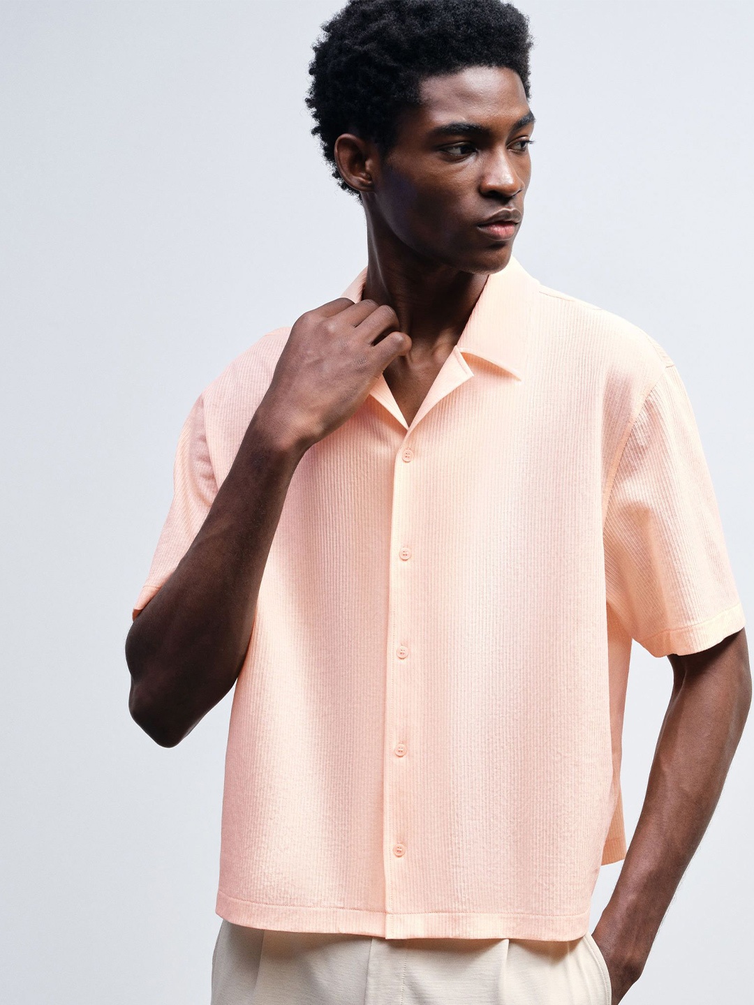 

H&M Loose Fit Jersey Resort Shirt, Orange