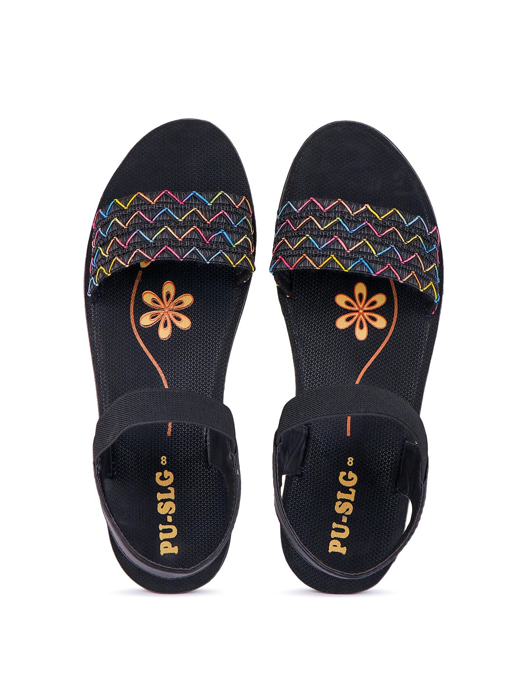 

PENNEN Printed Slip-On Sandals With Detail, Black