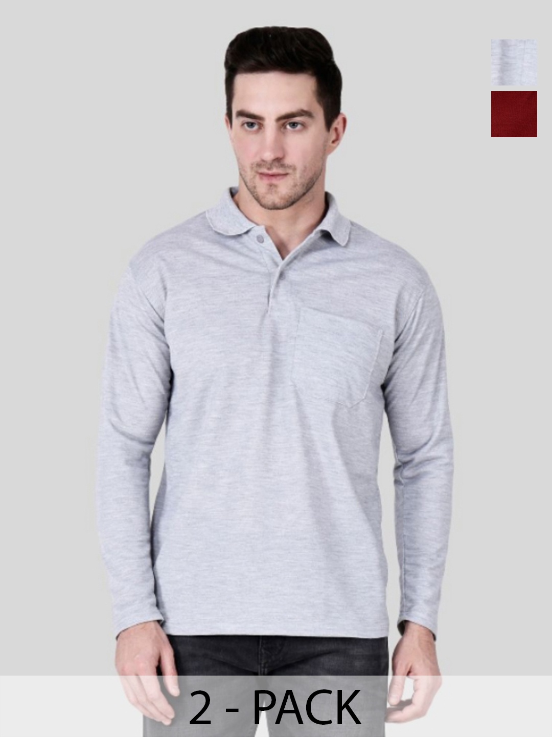 

SAIKSA FASHION Men 2 Polo Collar Applique T-shirt, Multi