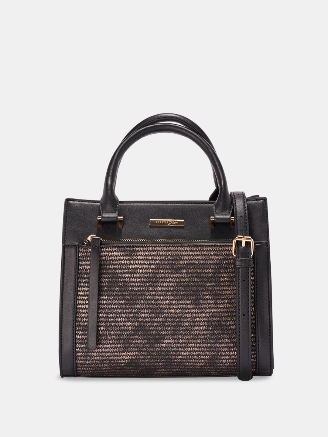 

Forever Glam by Pantaloons Textured PU Structured Sling Bag with Cut Work, Black
