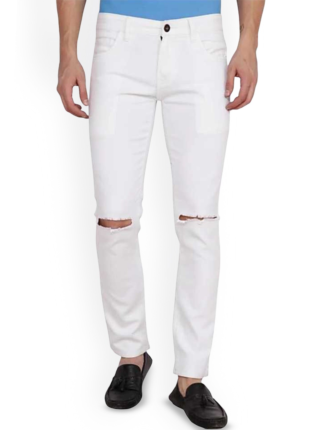 

COMFITS Men Classic Slash Knee Jeans, White