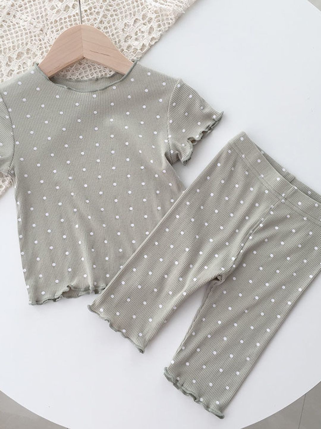 

YK Girls Printed T-shirt with Trousers, Grey
