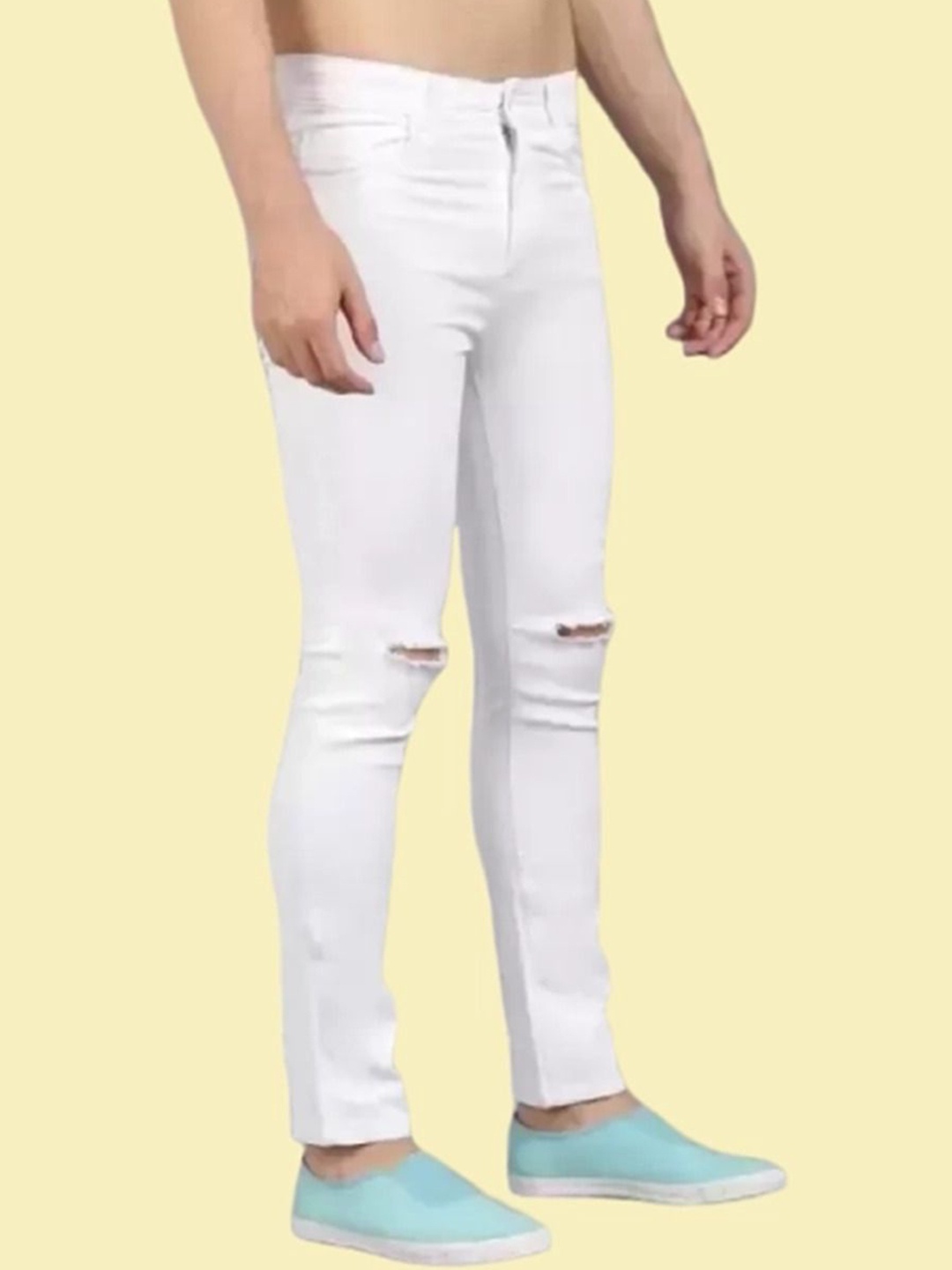 

COMFITS Men Classic Slash Knee Stretchable Jeans, White