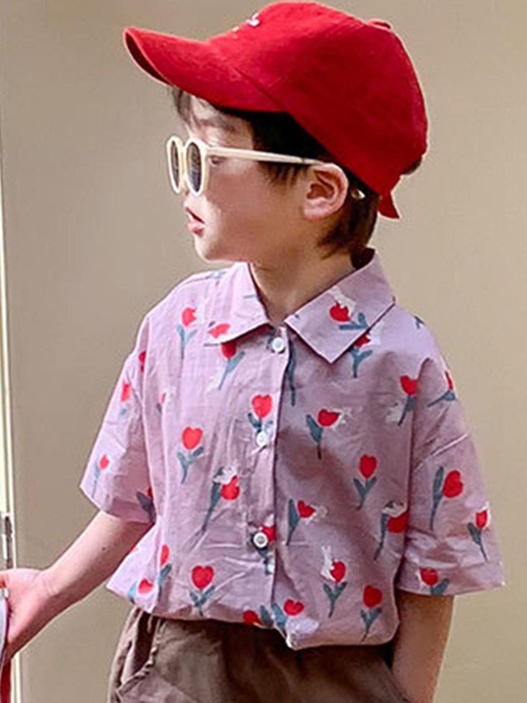 

LULU & SKY Boys Boxy Opaque Striped Casual Shirt, Purple