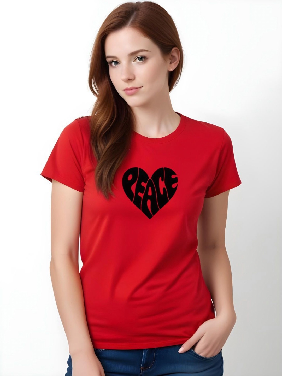

DressBerry Women Typography Printed Applique T-shirt, Red