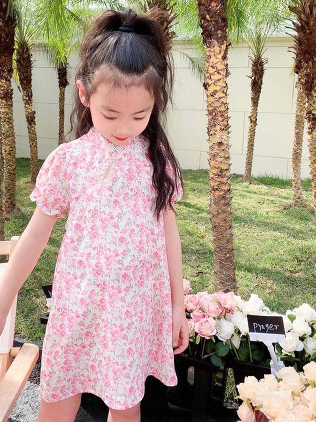 

LULU & SKY Floral Print A-Line Dress, Pink