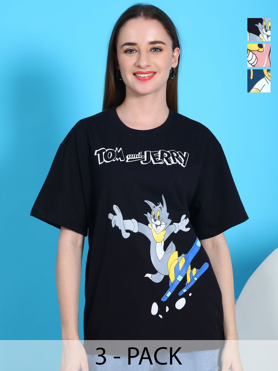 

Dreambe Women 3 Wonder Woman Printed Applique T-shirt, Multi