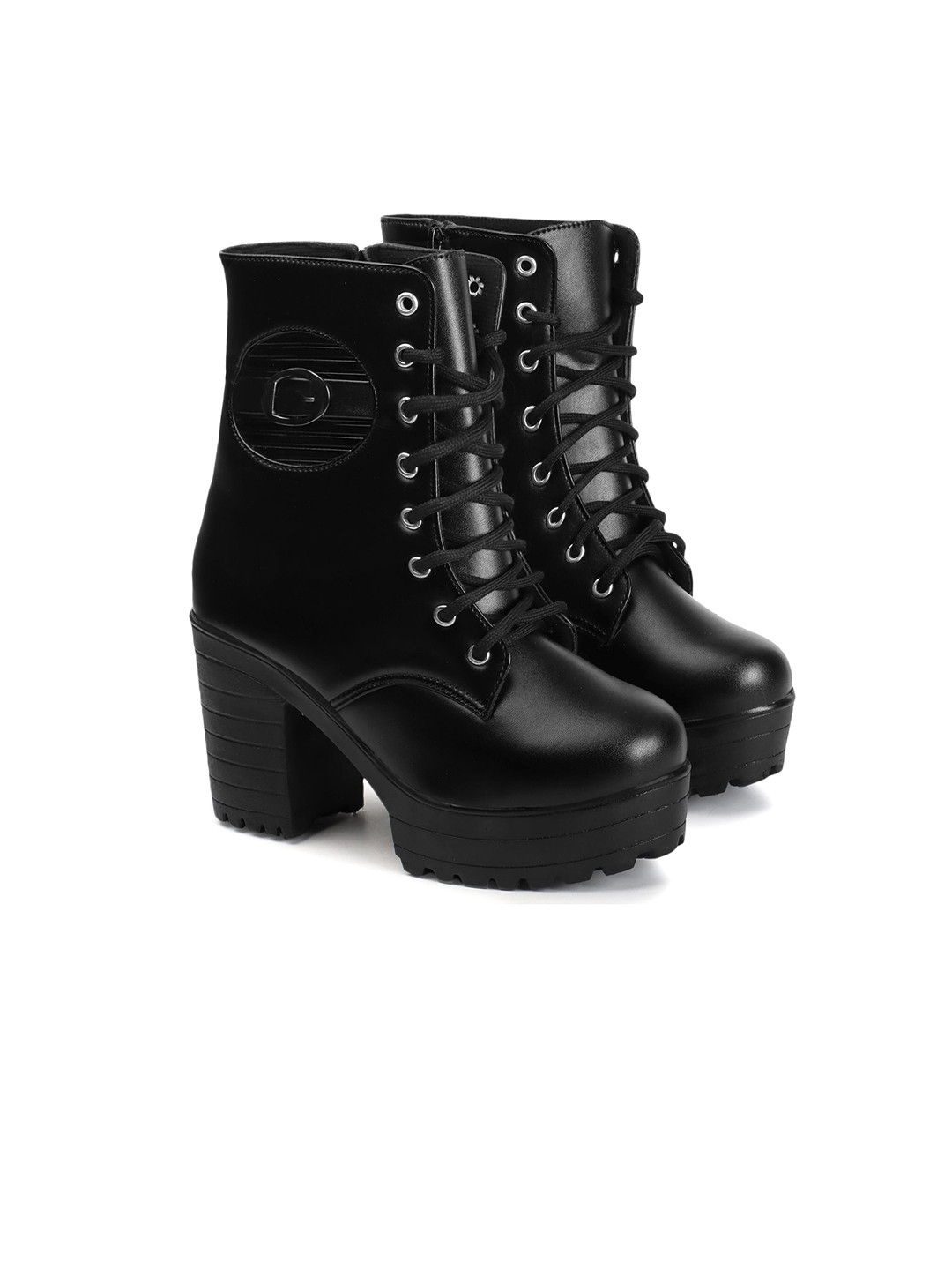 

FRANINO PARIS Round Toe Chunky Block Heel Boots, Black
