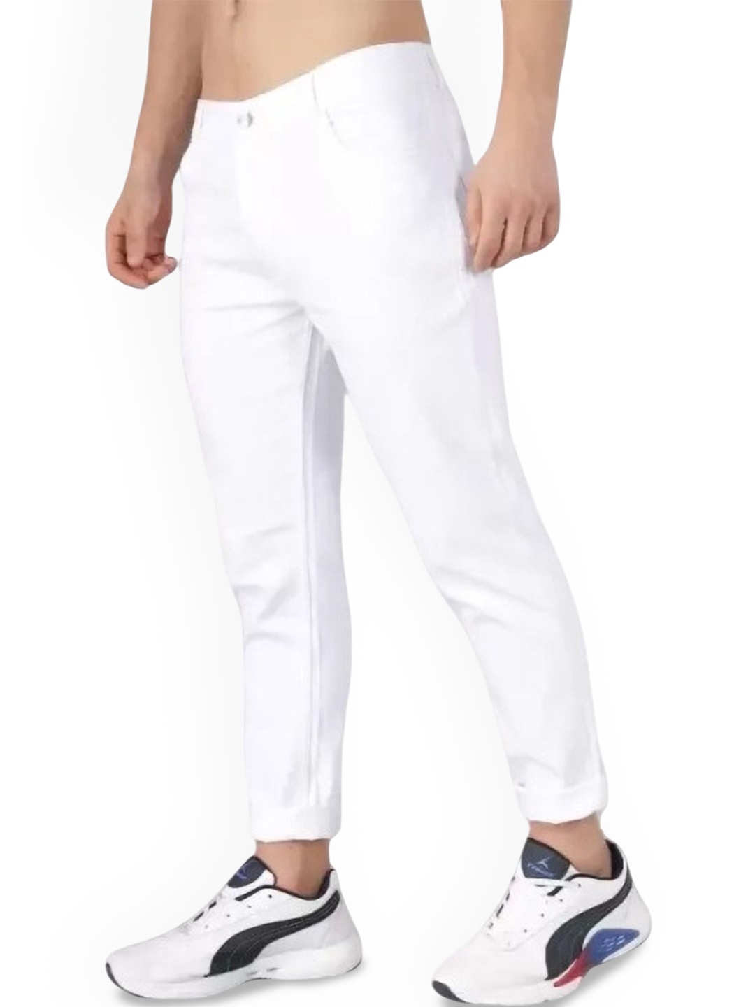 

COMFITS Men Classic Slash Knee Stretchable Jeans, White