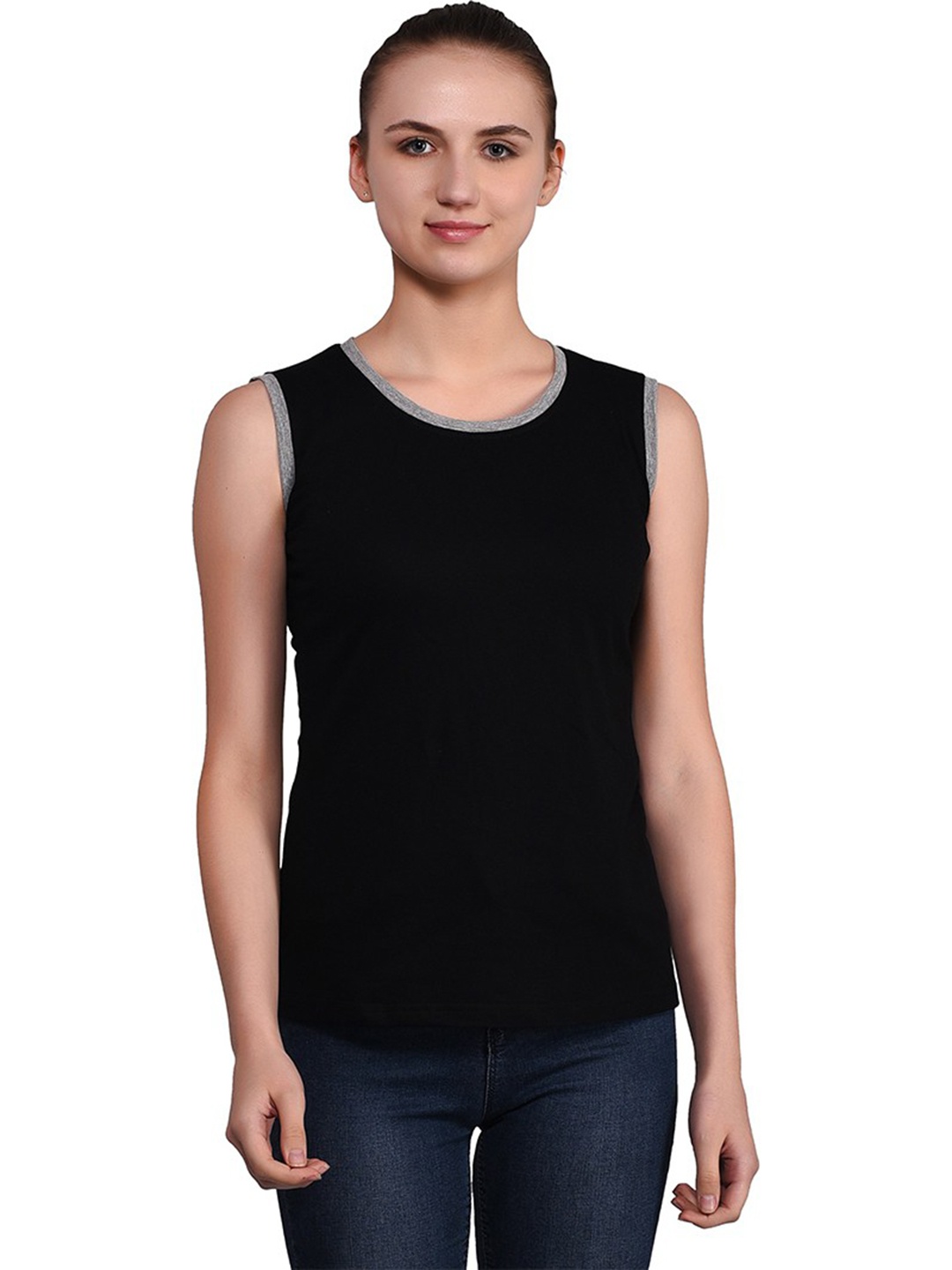 

BEYOU FASHION Women Raw Edge Slim Fit T-shirt, Black