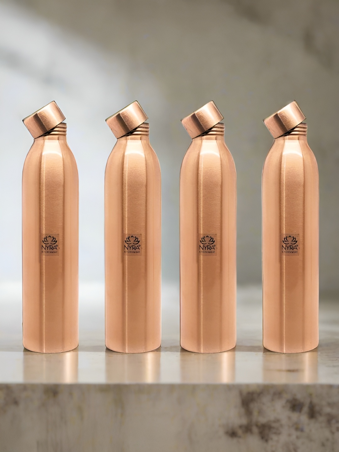 

Nyra Kitchenware Copper-Toned Set of 4 Copper Solid Double Wall Vacuum Water Bottle