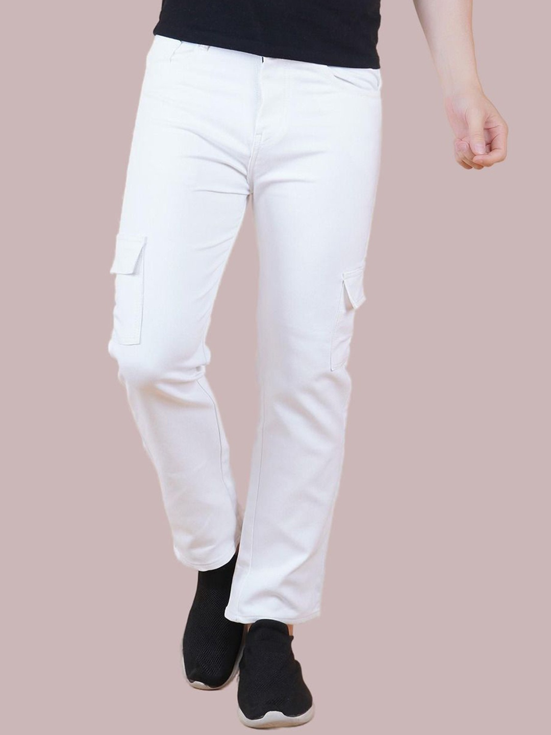 

COMFITS Men Classic Low Distress Stretchable Jeans, White