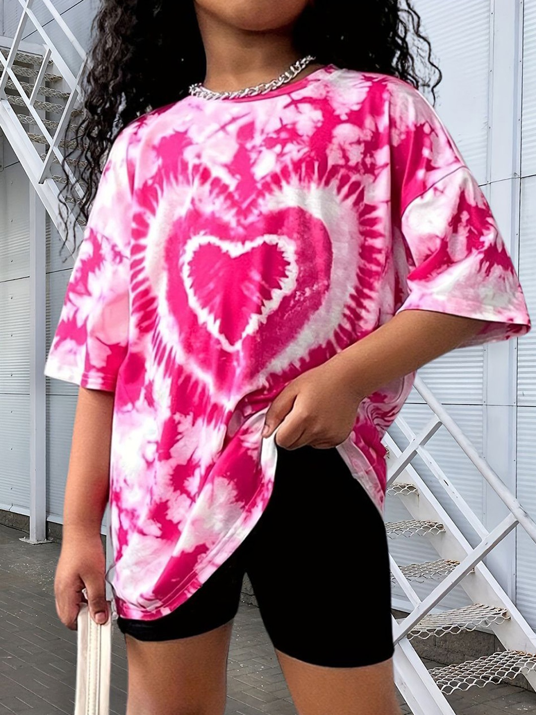 

YK Girls Dyed T-shirt with Shorts, Pink