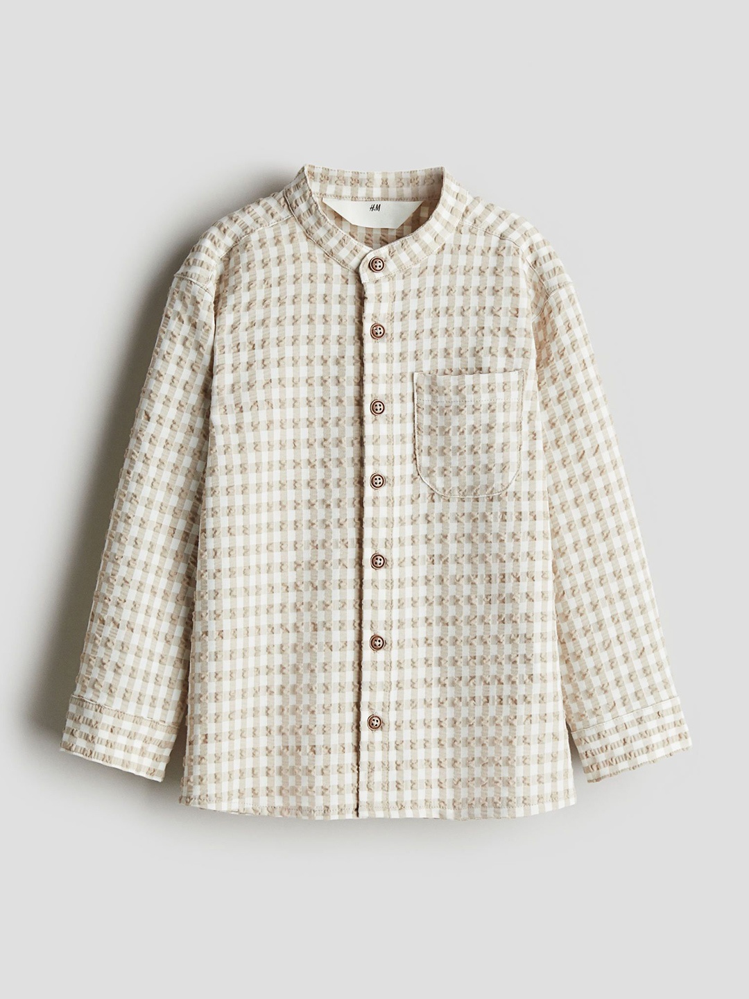 

H&M Loose-Fit Textured Shirt, Beige