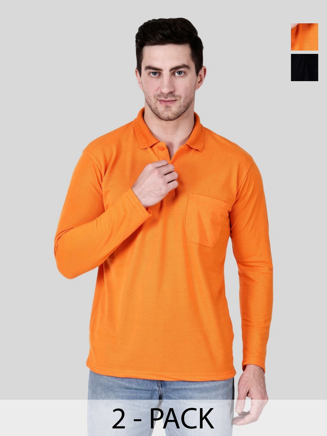 

SAIKSA FASHION Men 2 Polo Collar Pockets T-shirt, Multi
