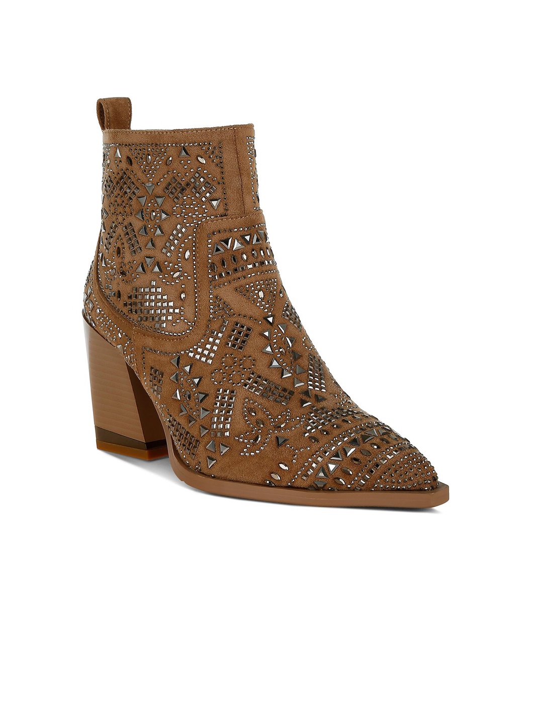 

London Rag Women Stud Embellished Ankle Boots, Beige