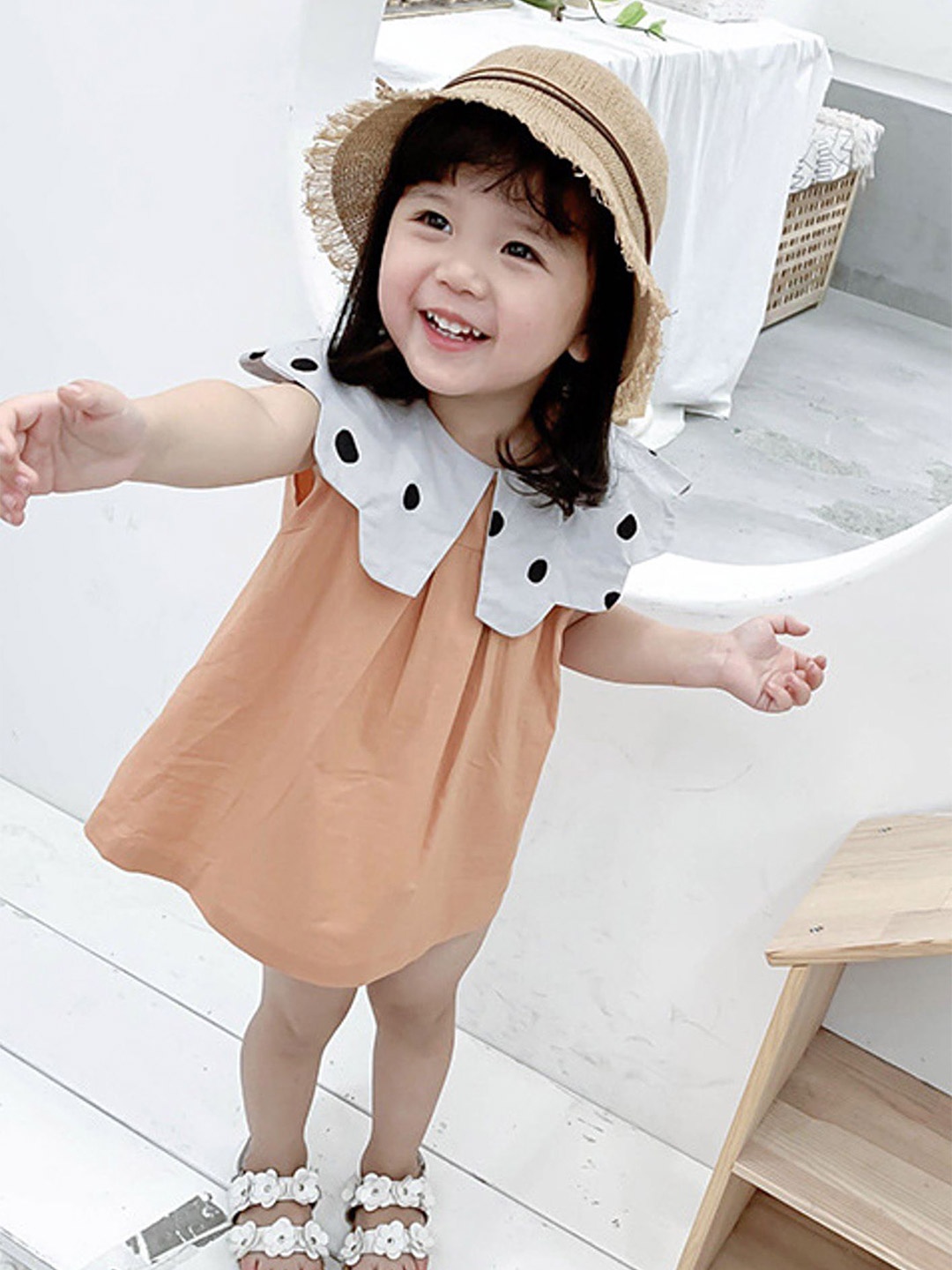 

LULU & SKY Flutter Sleeve A-Line Dress, Orange