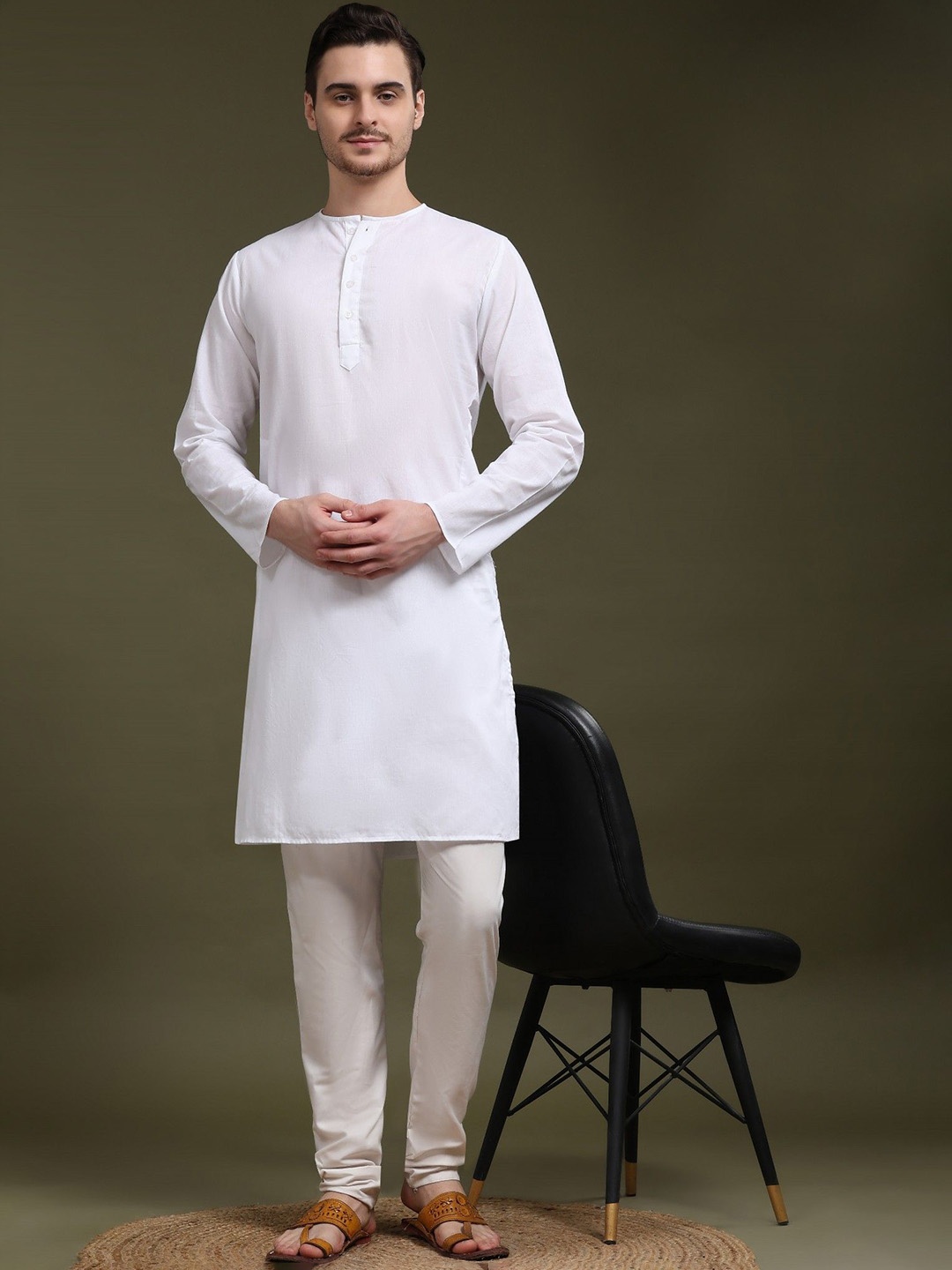 

SKAVIJ Men Regular Pure Cotton Kurta with Pyjamas, White
