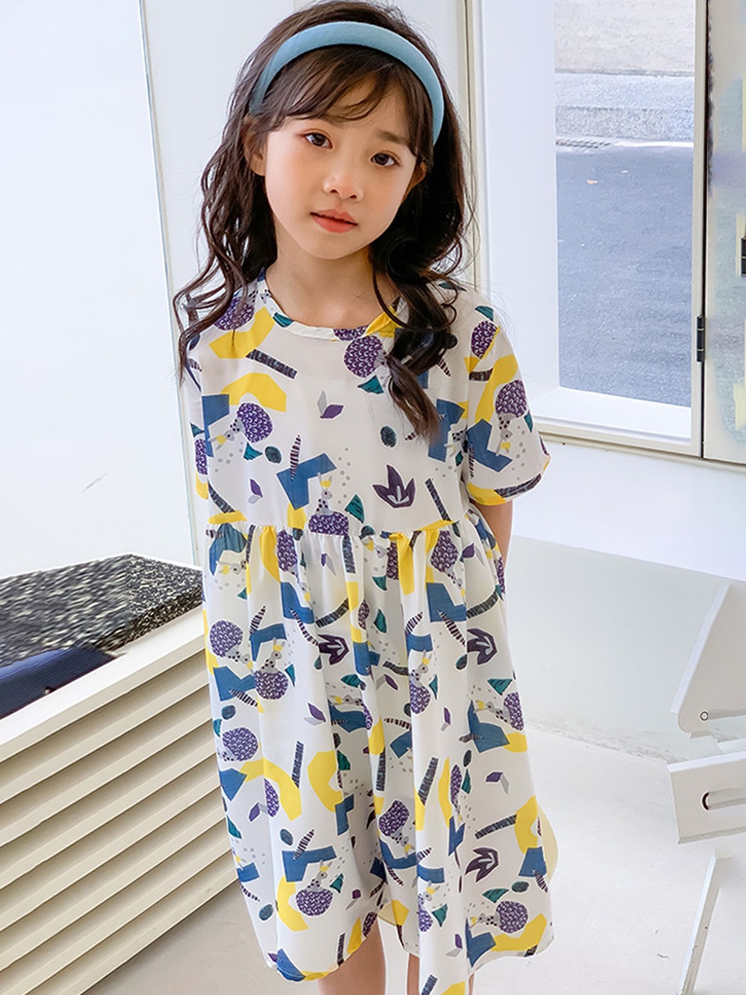 

LULU & SKY Print Fit & Flare Dress, White