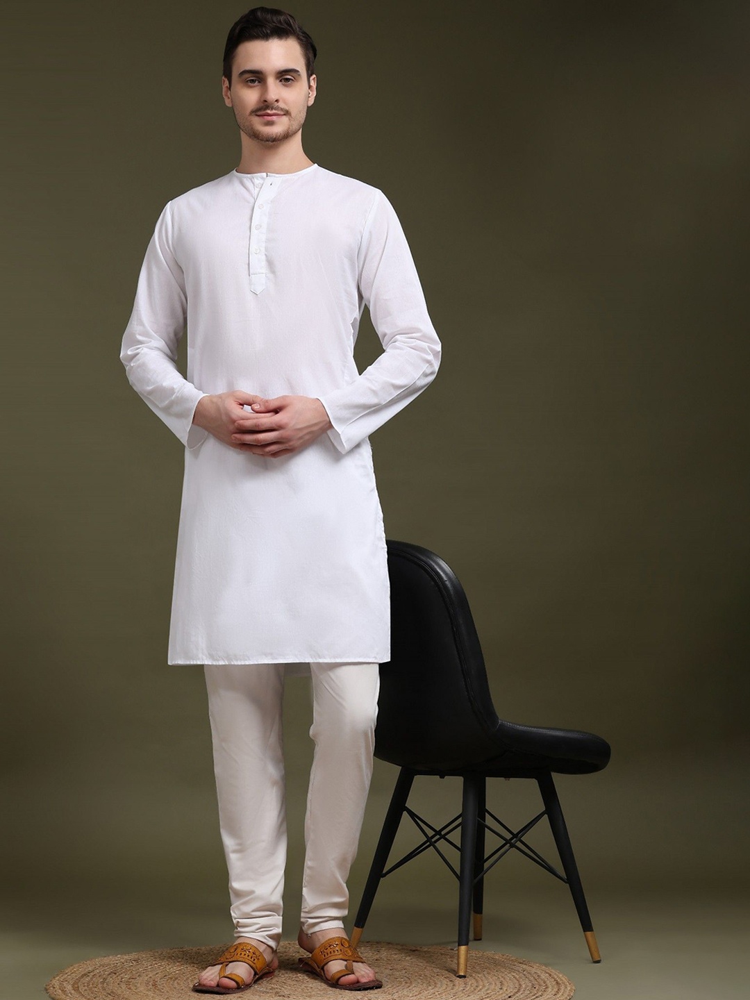 

SKAVIJ Men Regular Pure Cotton Kurta with Pyjamas, White