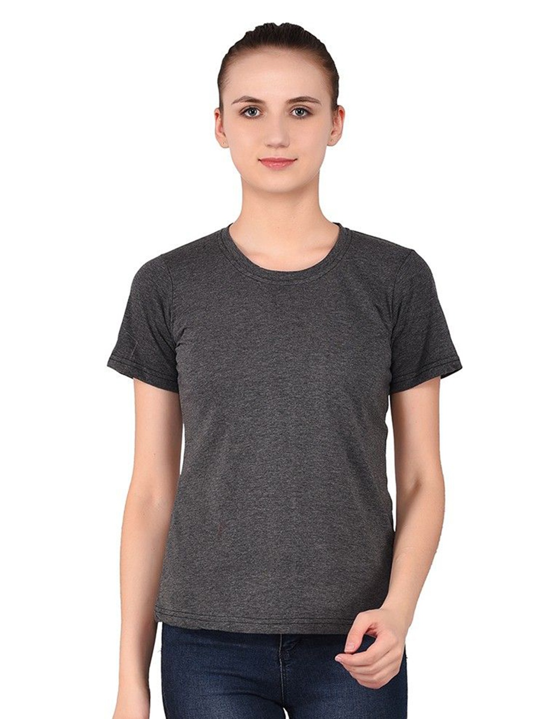 

BEYOU FASHION Women Cut Outs Slim Fit T-shirt, Grey
