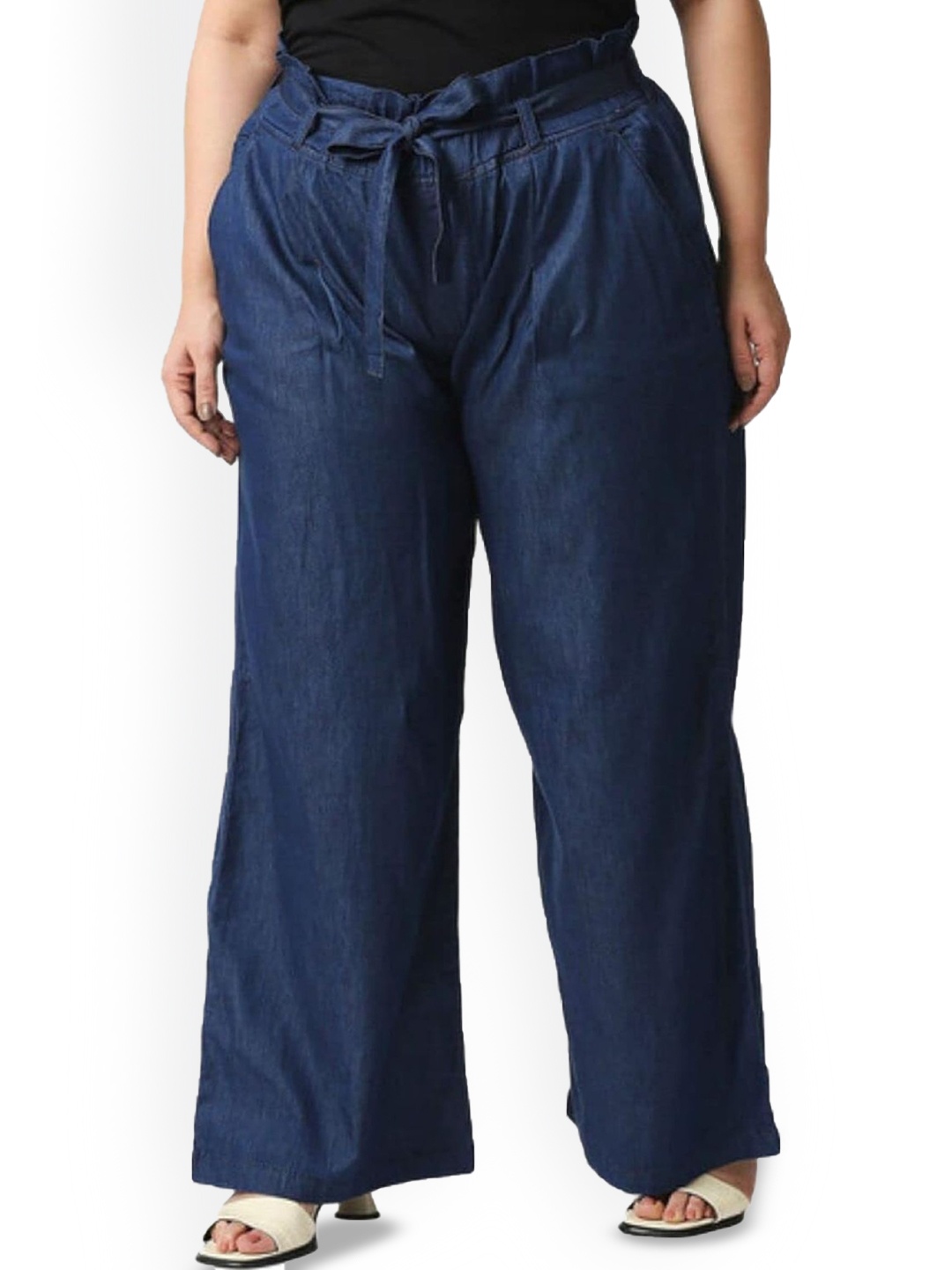 

Tripursundari Fashion Women Tie and Dye Relaxed Trousers, Navy blue