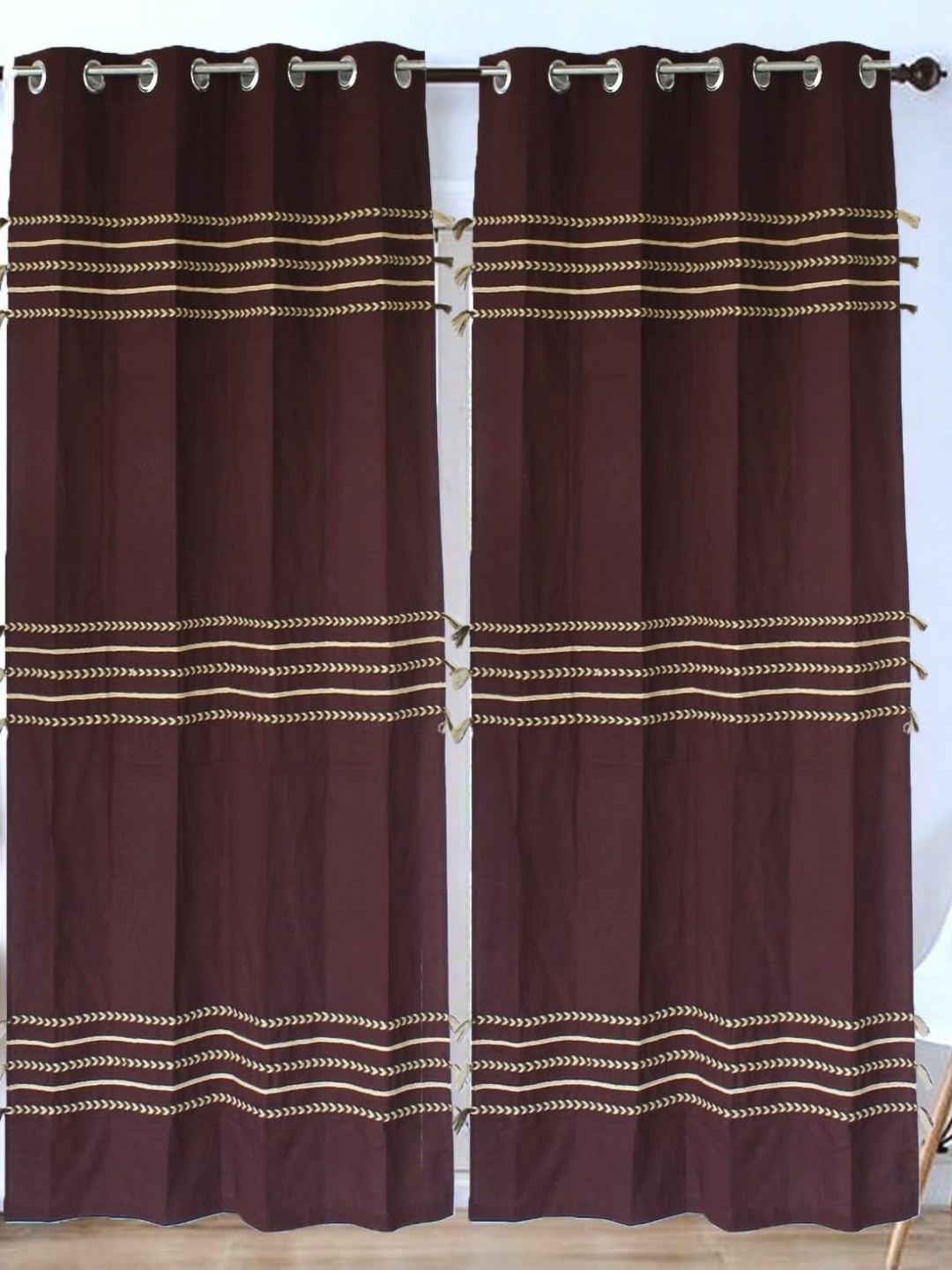 

Dekor World Multicoloured Set of 2 Embellished Door Curtain, Multi