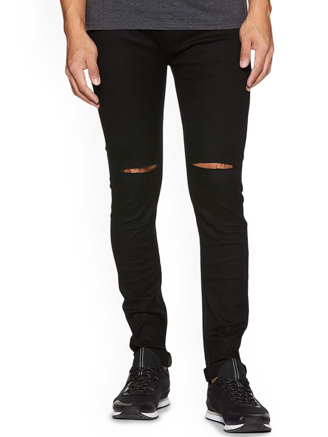 

COMFITS Men Classic Slash Knee Jeans, Black