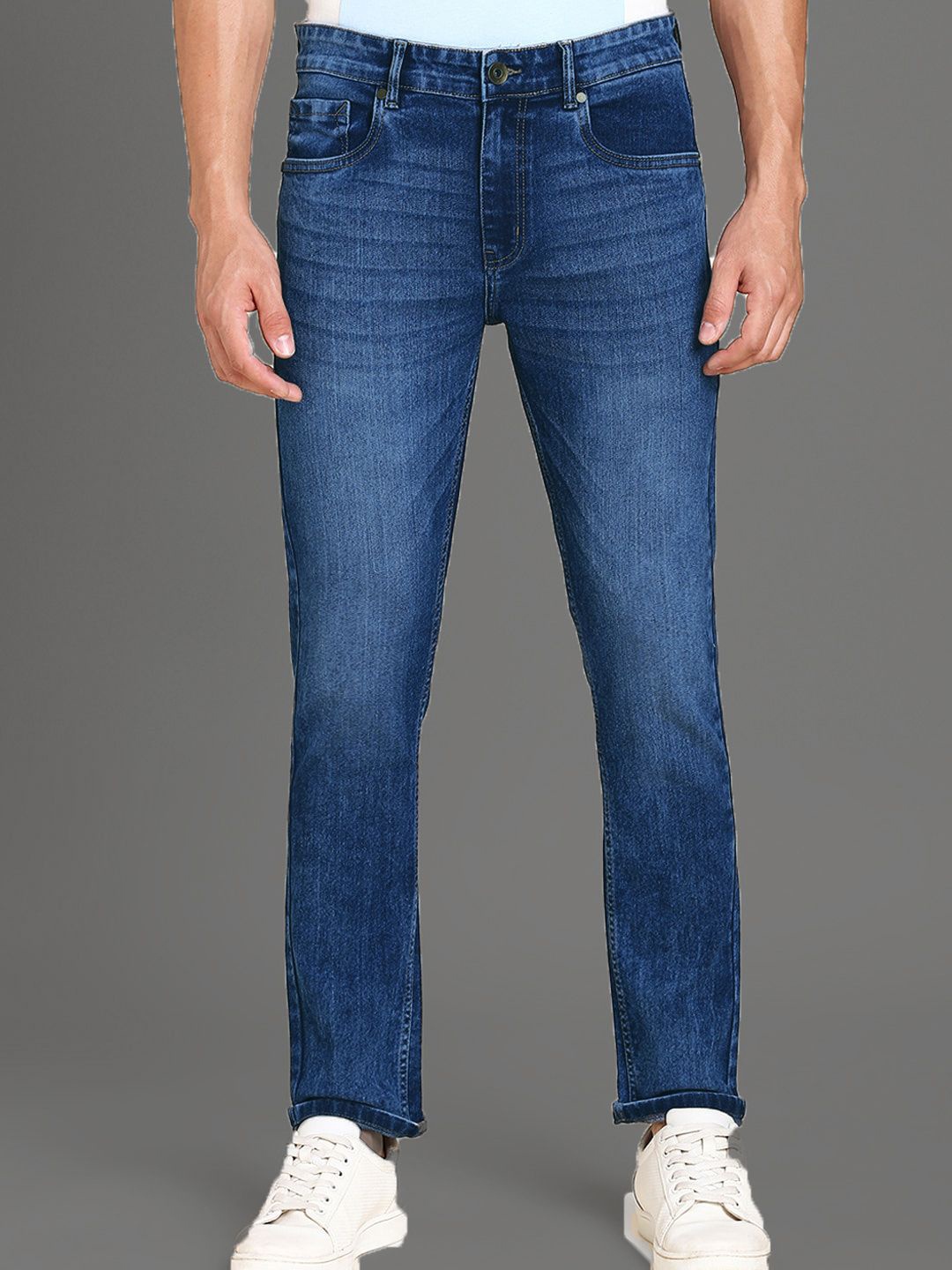 

fineblu Men High-Rise Light Fade Stretchable Jeans, Blue