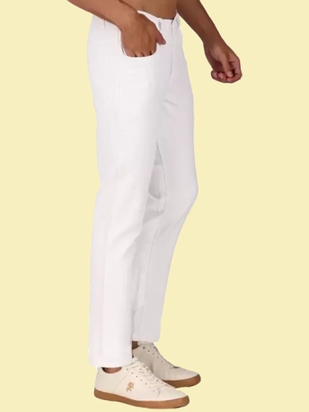 

COMFITS Men Classic Low Distress Stretchable Jeans, White