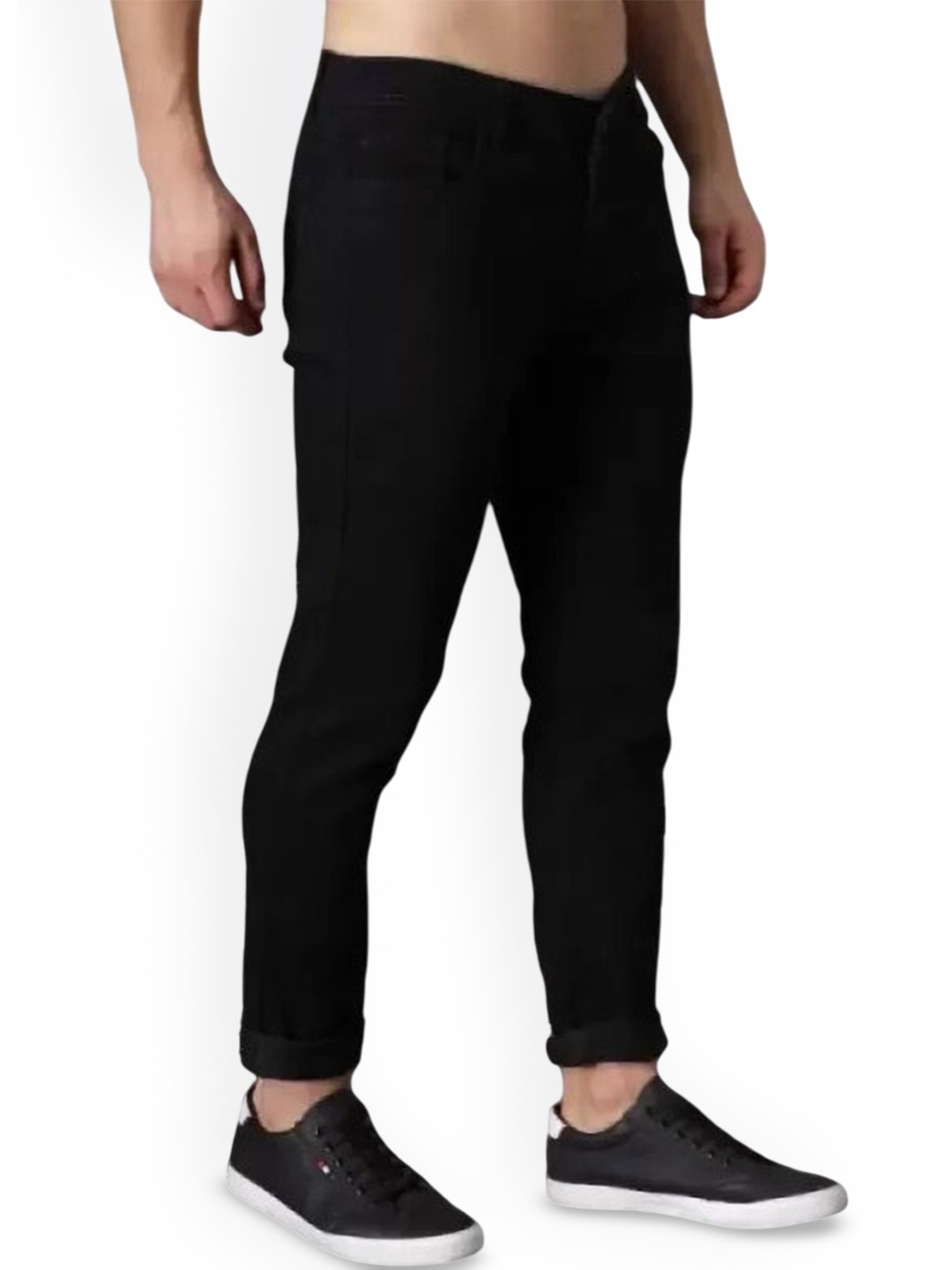 

COMFITS Men Classic Mildly Distressed Stretchable Jeans, Black