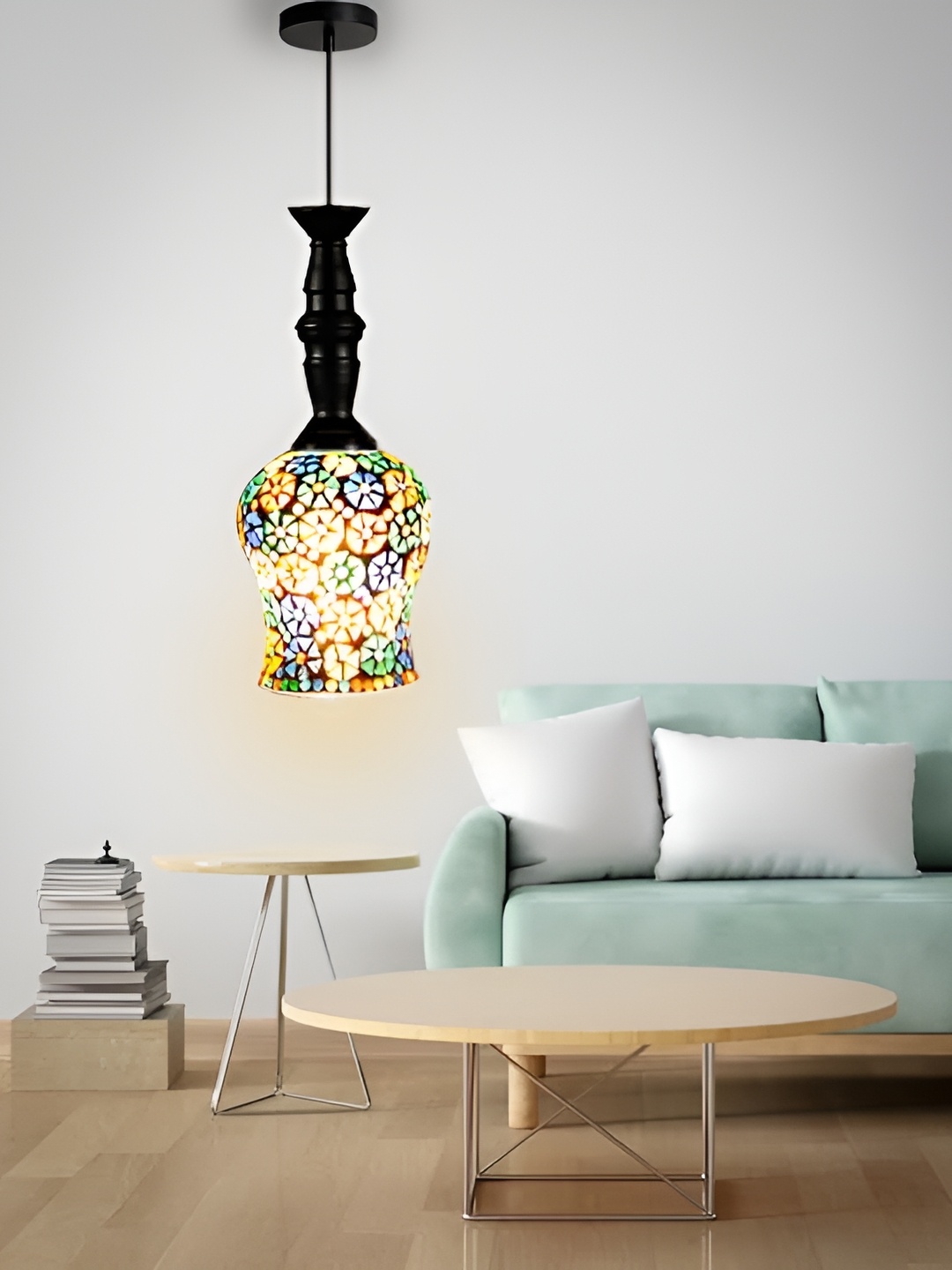 

GAUVIK Blue & Green Printed Glass Ceiling Lamp