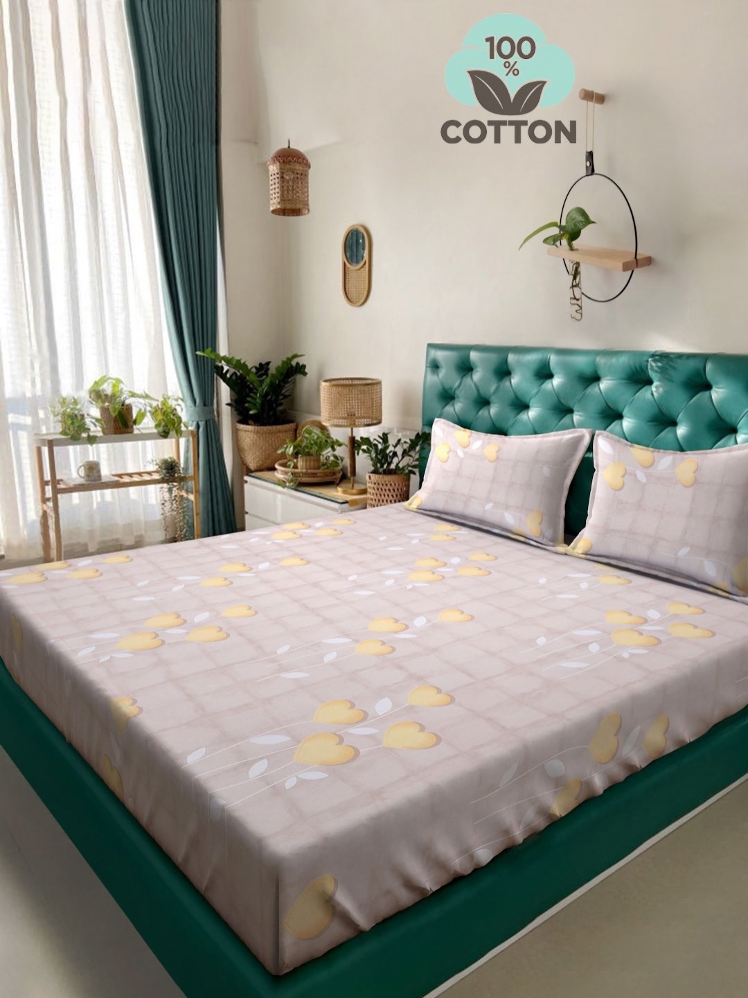 

Myntra Elegant Homes Yellow & Pink Floral 400 TC King Bedsheet with 2 Pillow Covers