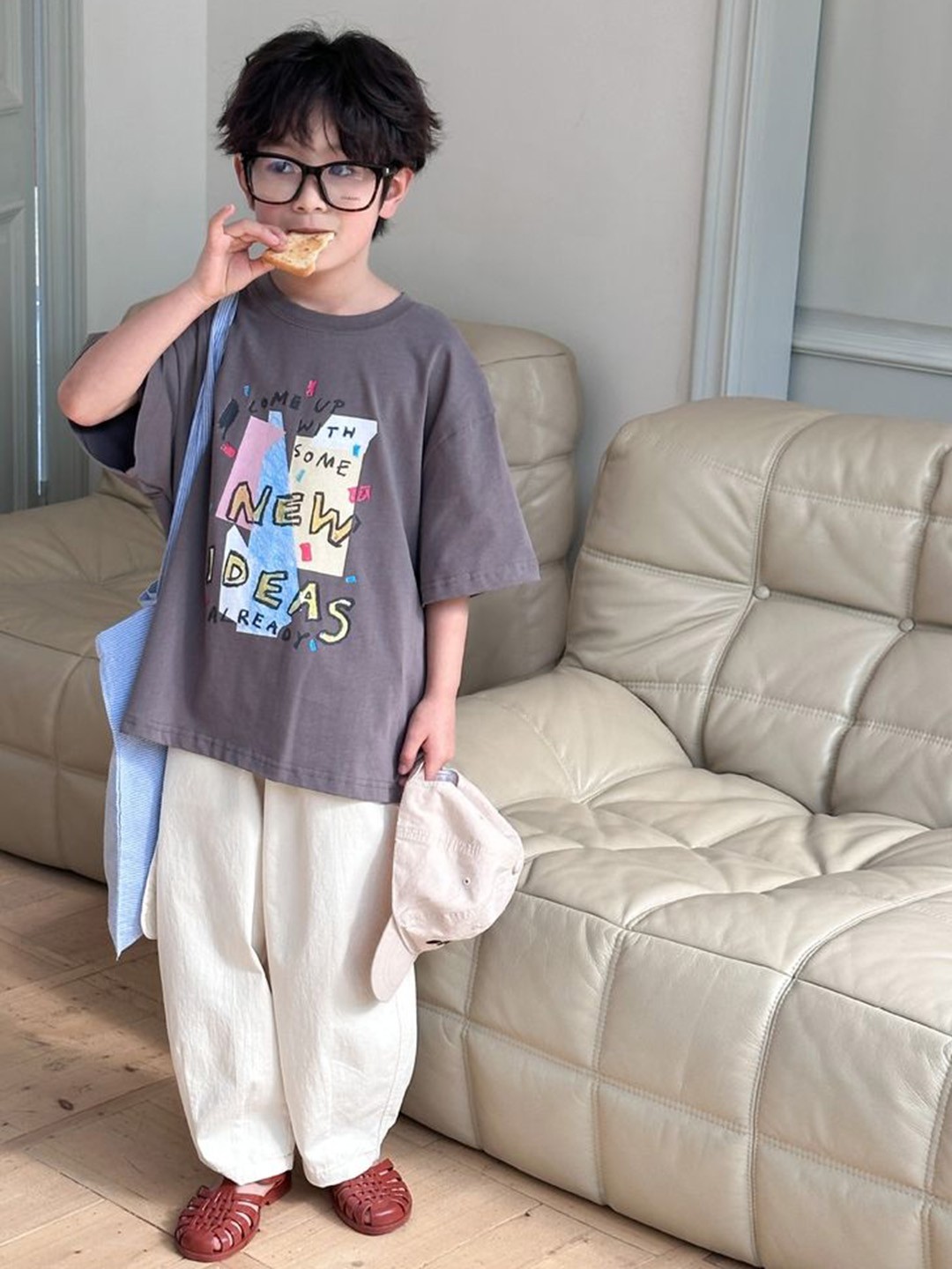 

LULU & SKY Kids Printed Pockets T-shirt, Brown
