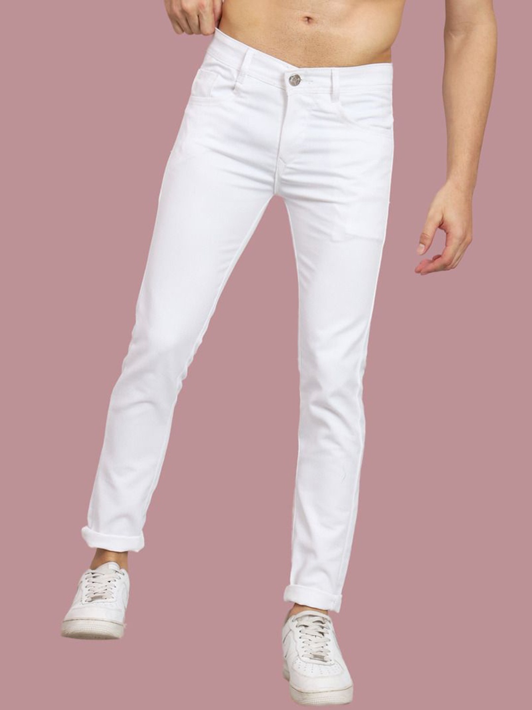 

COMFITS Men Classic Slash Knee Stretchable Jeans, White