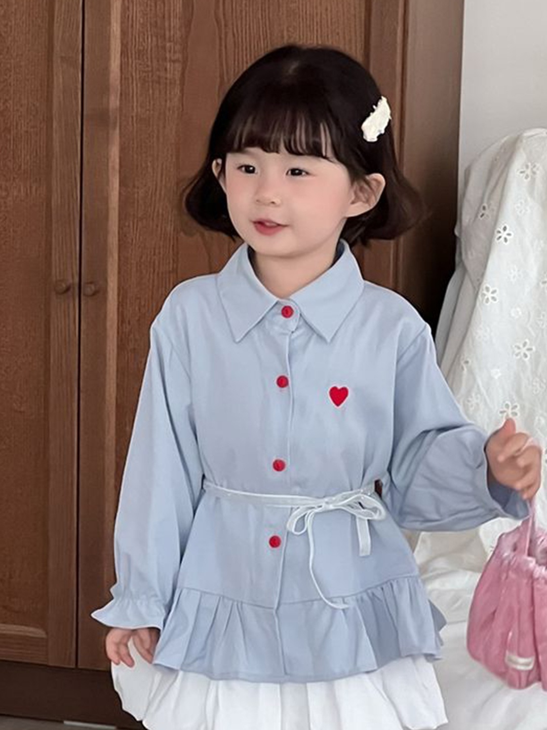 

LULU & SKY Girls Opaque Striped Casual Shirt, Blue