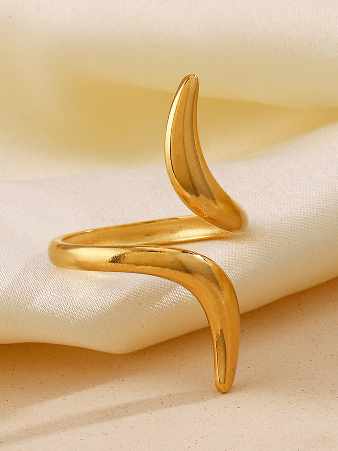 

LULU & SKY Stainless Steel Wrap Adjustable Finger Ring, Gold