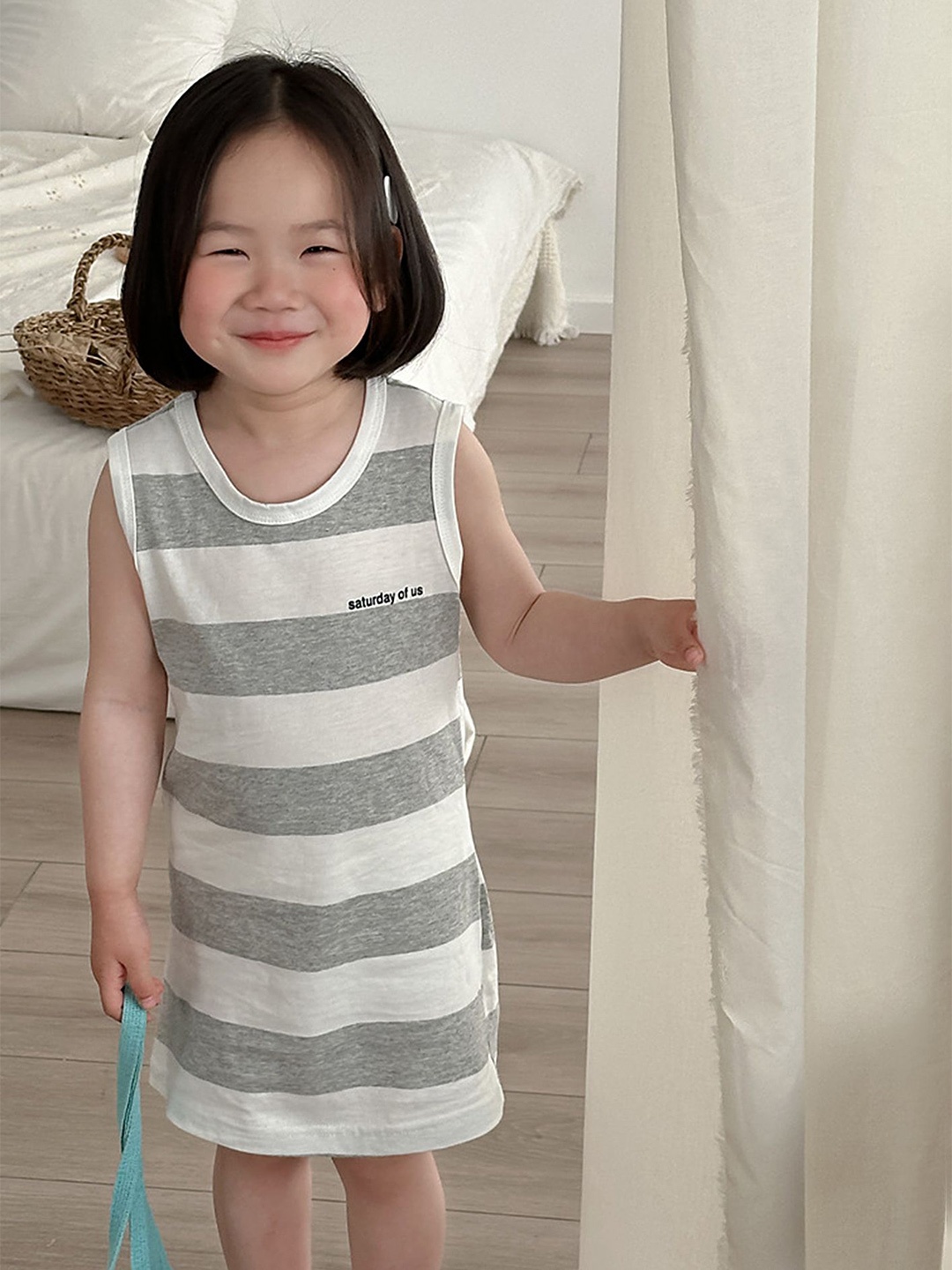 

LULU & SKY Striped A-Line Dress, Grey